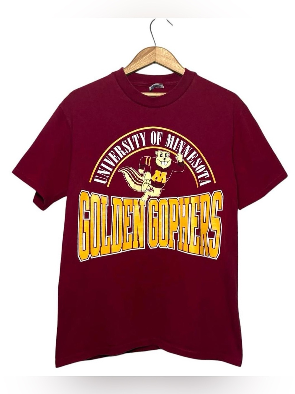 Vintage 90s University Of Minnesota Gophers NCAA T Shirt Maroon Medium